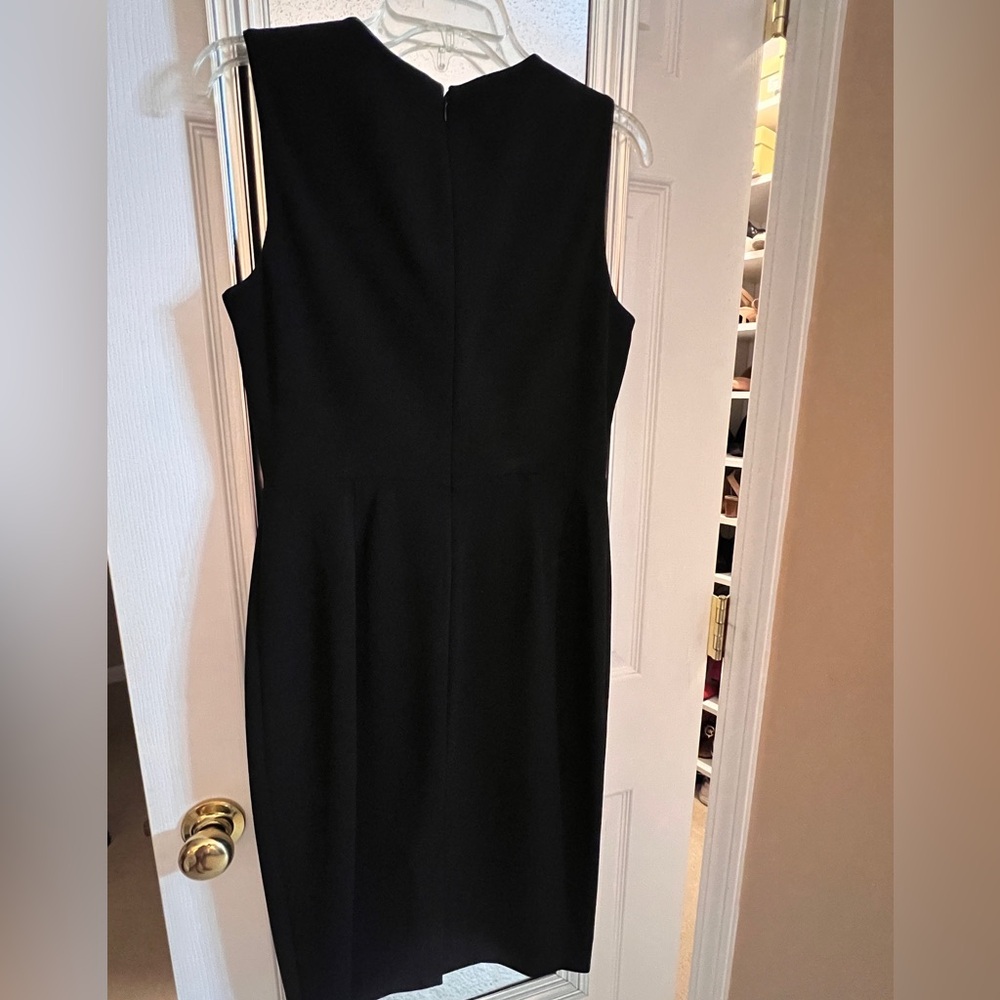 Calvin Klein Black and Gold Plunge Sheath Dress - Picture 2 of 7
